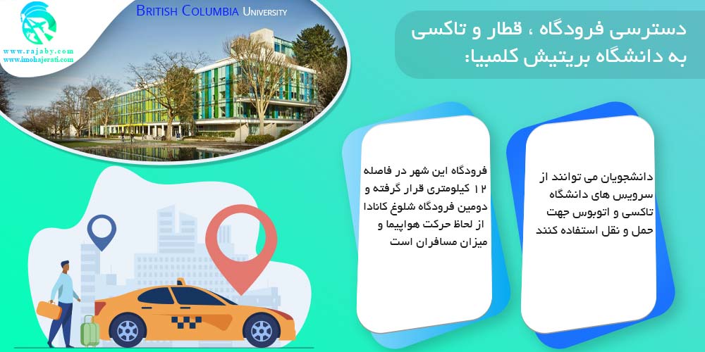 دانشگاه بریتیش کلمبیا British Columbia کانادا دسترسی فرودگاه ، قطار و تاکسی به دانشگاه بریتیش کلمبیا