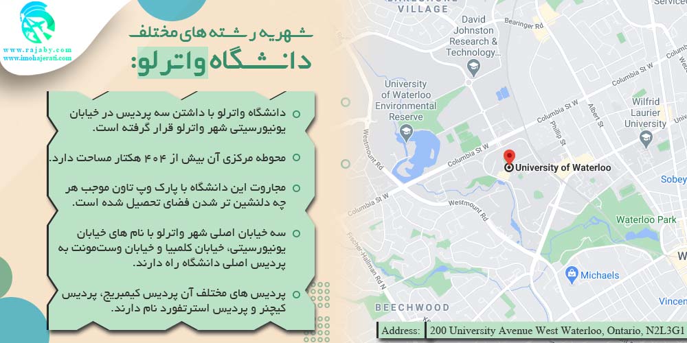 دانشگاه واترلو Waterloo کانادا موقعیت مکانی دانشگاه واترلو