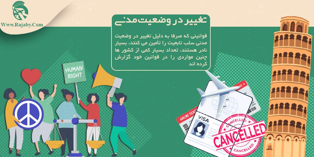 موارد سلب تابعیت در کشور های مختلف تغییر در وضعیت مدنی