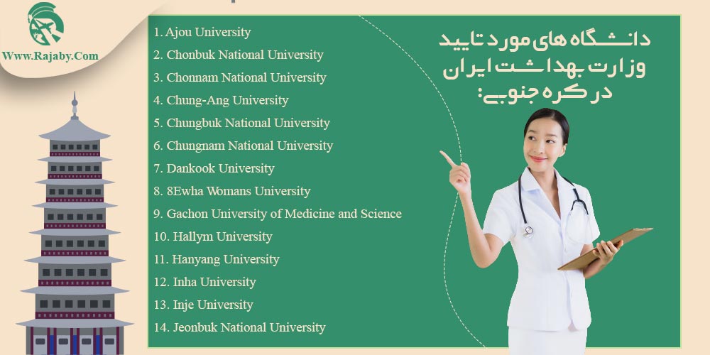 تحصیل پزشکی و دندانپزشکی در کره جنوبی دانشگاه های مورد تایید وزارت بهداشت ایران در کره جنوبی