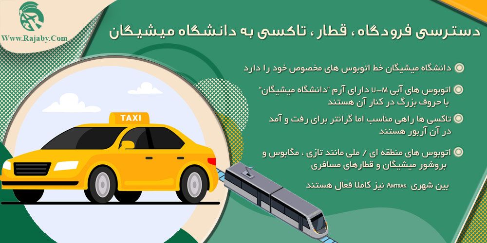 دسترسی فرودگاه ، قطار ، تاکسی به دانشگاه میشیگان