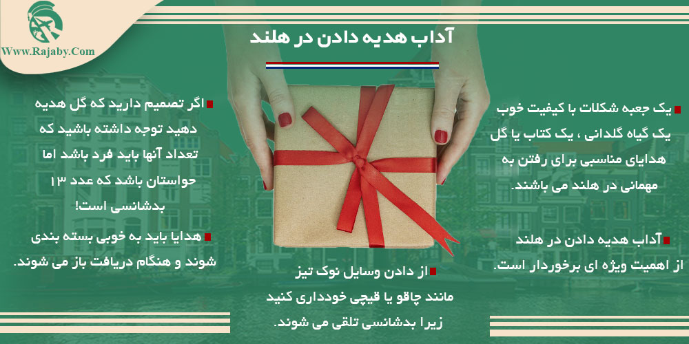 فرهنگ ، آداب و رسوم مردم هلند آداب هدیه دادن در هلند