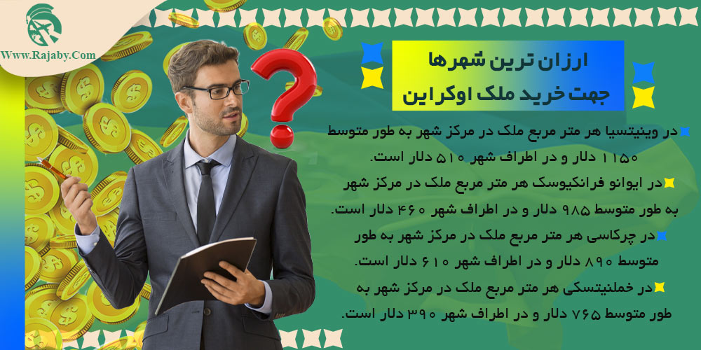اجاره و خرید ملک در اوکراین شاید بخواهید ارزان ترین شهر اوکراین برای کار و زندگی را بشناسید ، مقاله لینک شده را بخوانید.